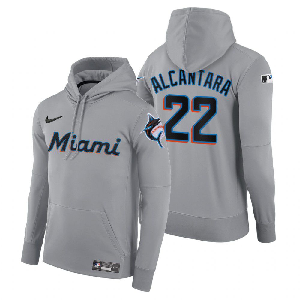 Men Miami Marlins #22 Alcantara gray road hoodie 2021 MLB Nike Jerseys